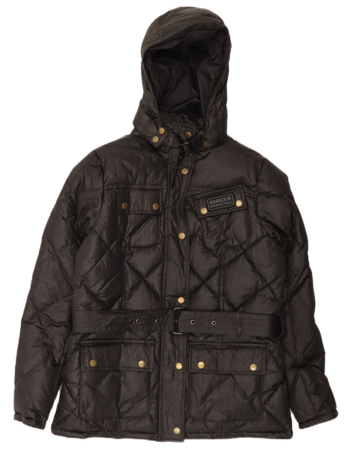 BARBOUR Chaqueta acolchada con capucha para mujer Reino Unido 44 Grande Negro