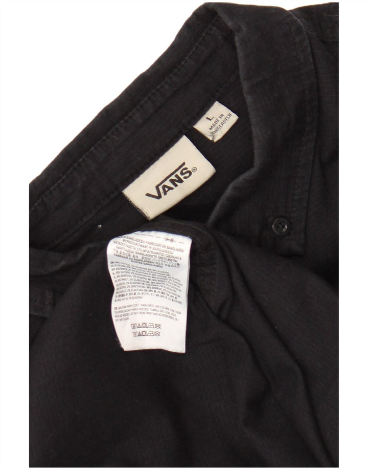Vans Camisa gráfica grande de algodón a rayas negras para hombre