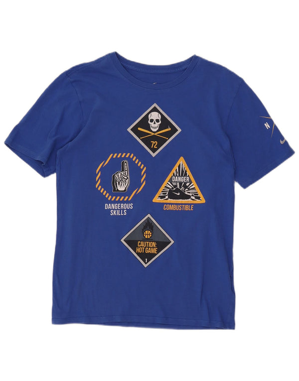 Nike Camiseta con gráfico de corte atlético para hombre, talla pequeña, algodón azul