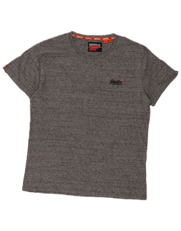 Superdry Camiseta para hombre Top grande de algodón moteado gris