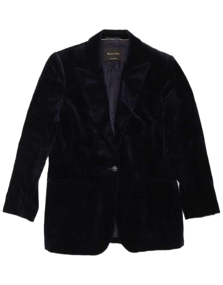 Massimo Dutti Chaqueta Blazer De Terciopelo De 1 Botón Mujer EU 38 Azul Marino Mediano