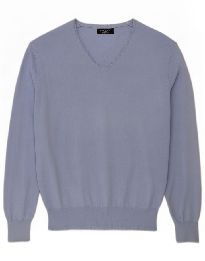 Zara Hombre Jersey Con Cuello En V Jersey Grande Azul