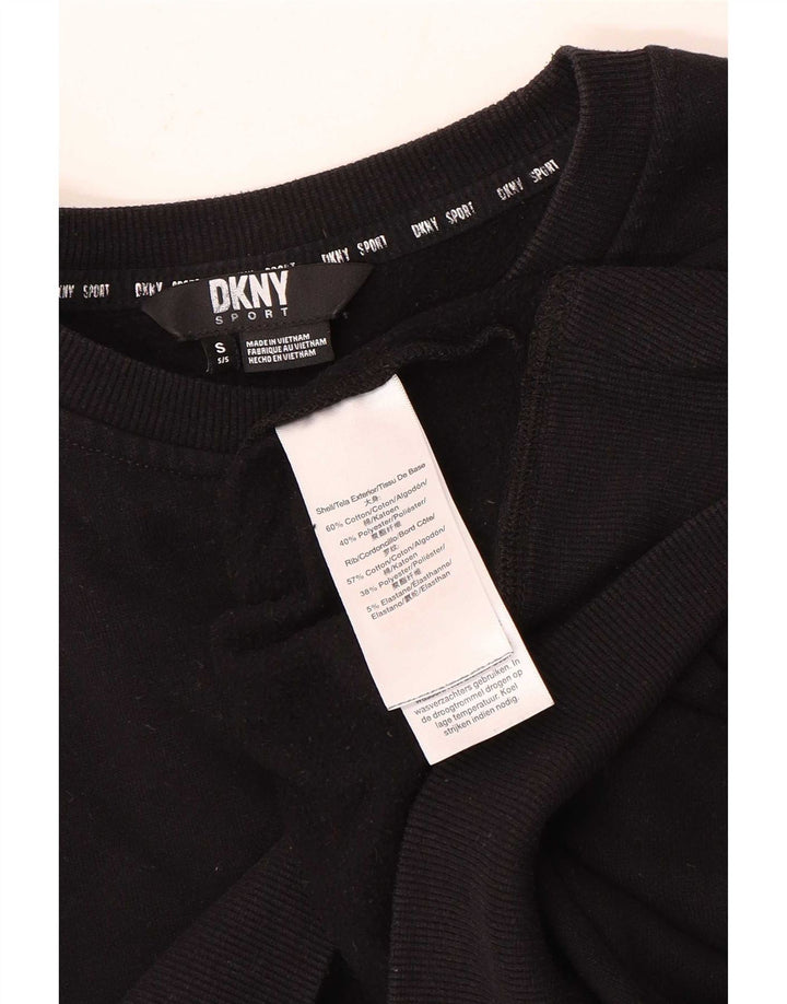 Dkny Mujer Crop Oversize Sudadera Jumper UK 10 Pequeño Algodón Negro