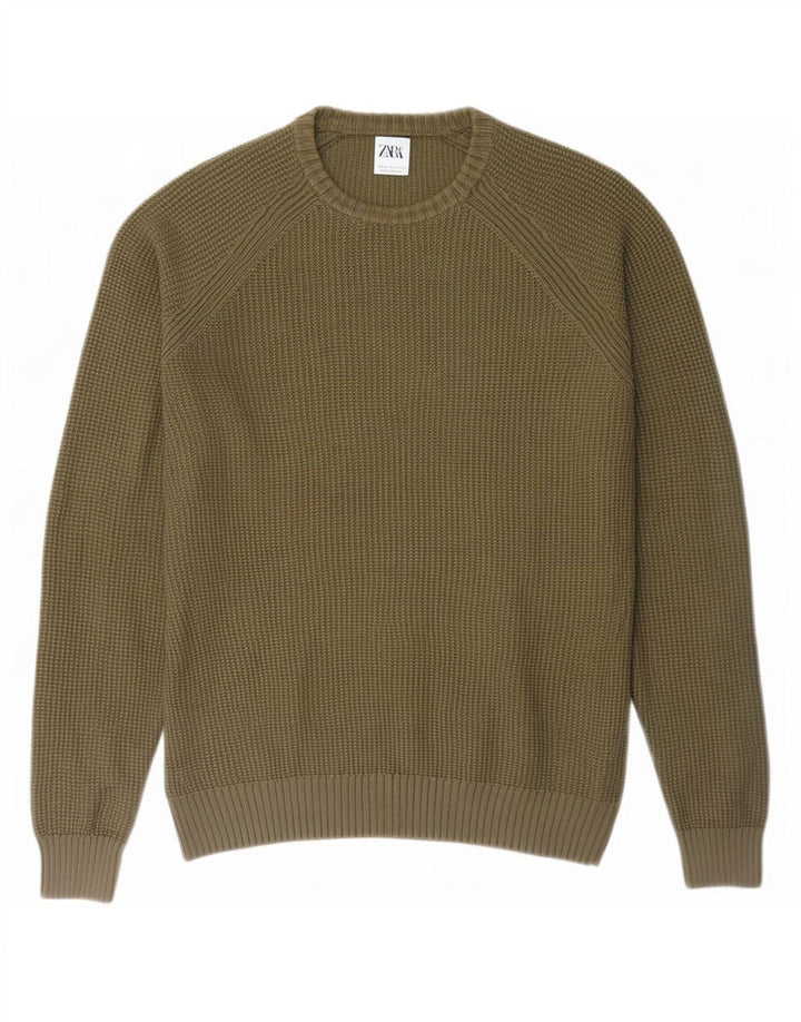 Zara Hombre Jersey De Cuello Redondo Jersey Grande Caqui