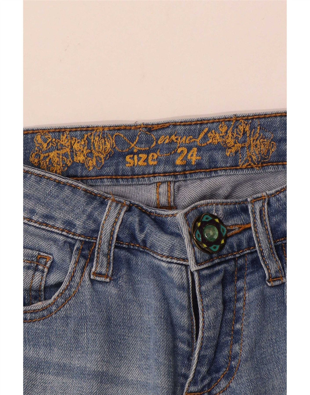 Vaqueros Desigual Joggers Tapered W24 L27 Azul Patchwork |