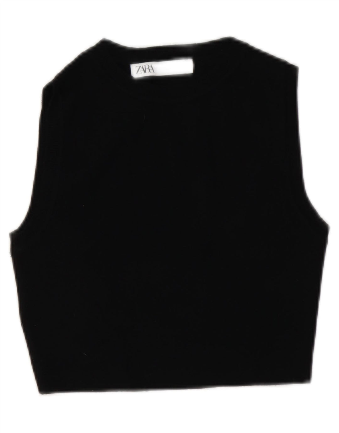 Zara Mujer Crop Vest Top UK 42 Medium Viscosa Negra