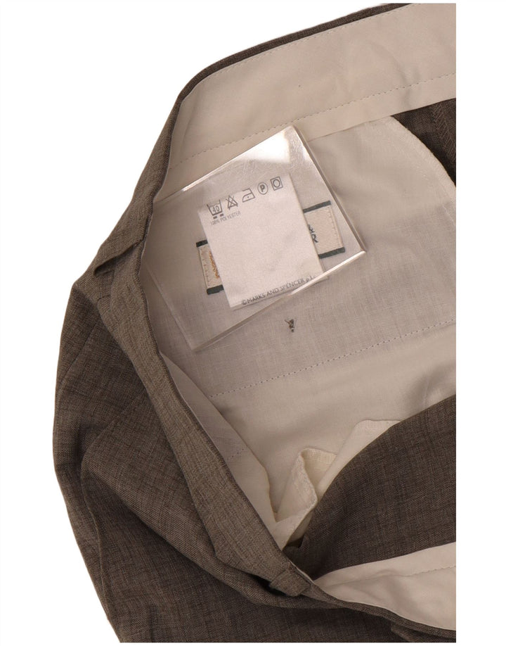 Marks & Spencer Pantalón de traje recto para hombre W34 L27 Poliéster gris