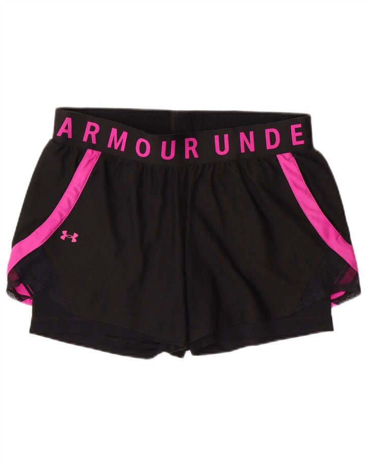 UNDER ARMOUR Pantalones cortos deportivos Heat Gear para mujer Reino Unido 40 Grande Negro Colorblock