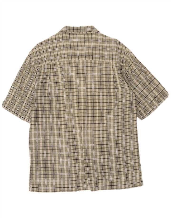 Camisa Columbia De Manga Corta Para Hombre Algodón A Cuadros Caqui Medio