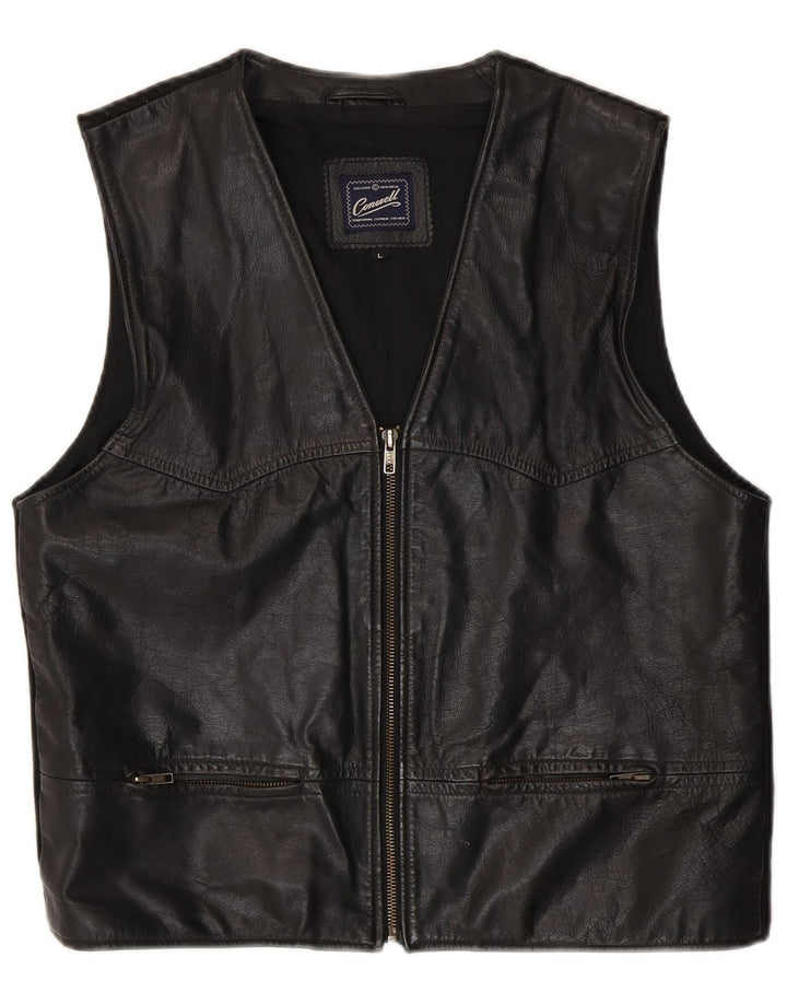 Conwell Chaleco de cuero para mujer Reino Unido 46 Cuero negro grande