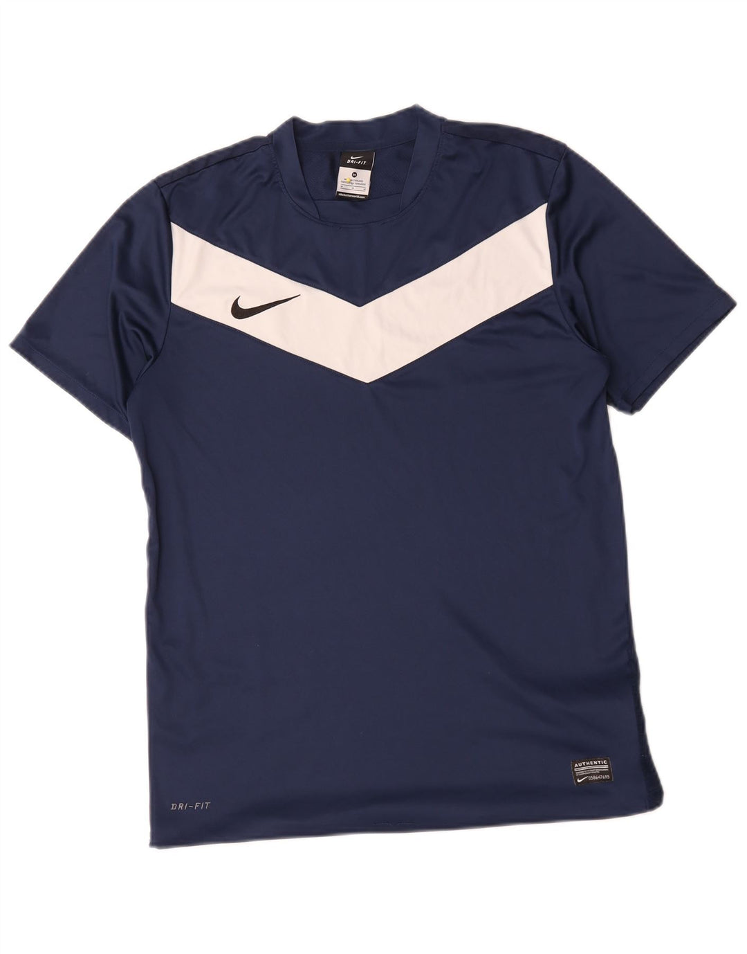 Camiseta Nike Dri Fit para hombre Top medio azul marino color block Poliéster
