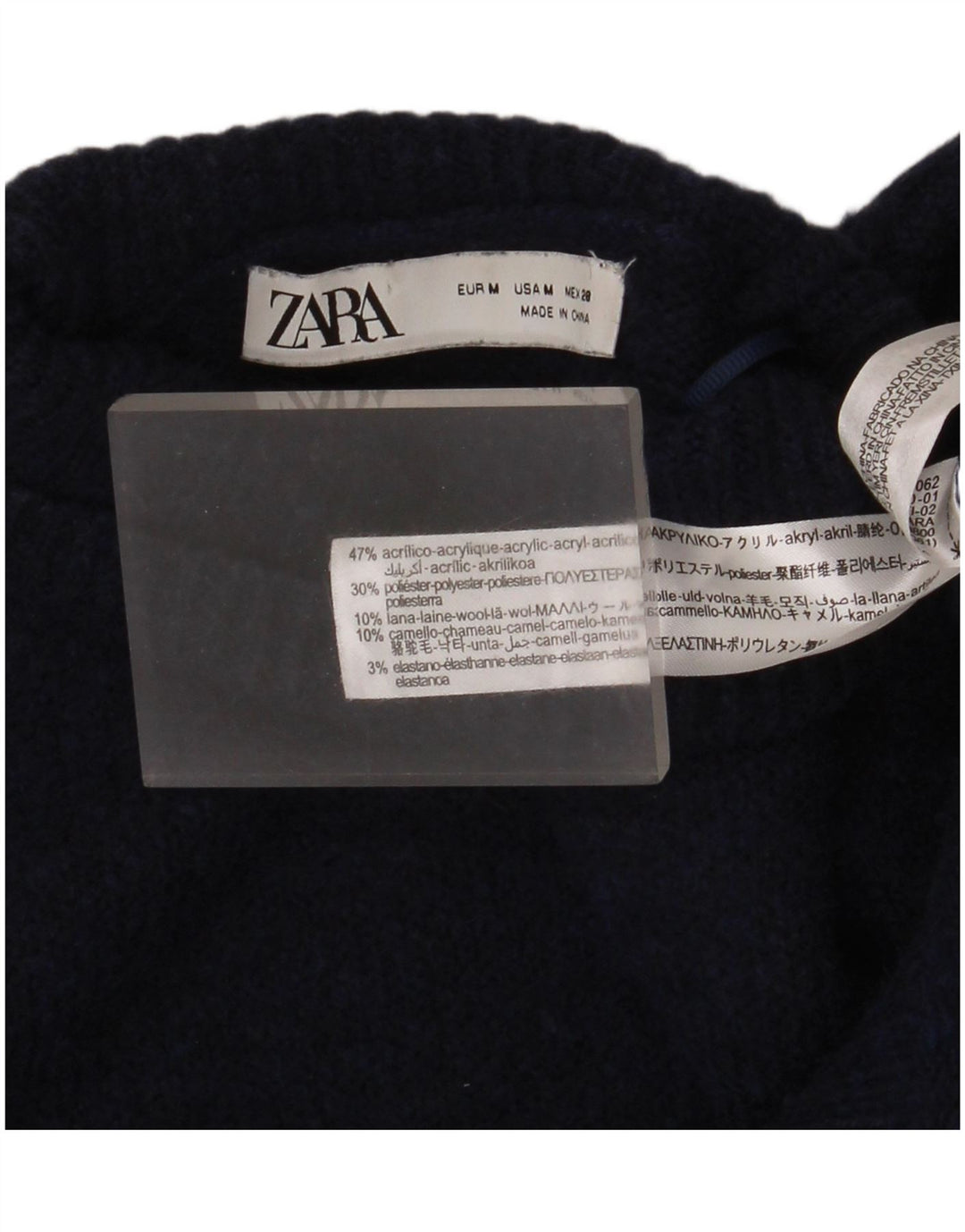 Zara Jersey con cuello vuelto y cuello alto para mujer, talla 40, talla M, azul marino