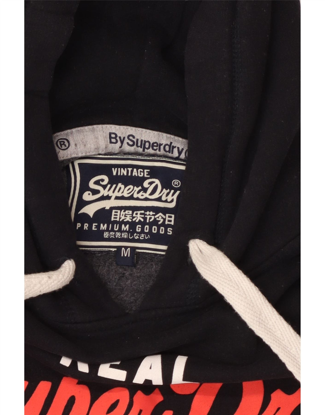 SUPERDRY Jersey con capucha gráfica para hombre Algodón negro mediano