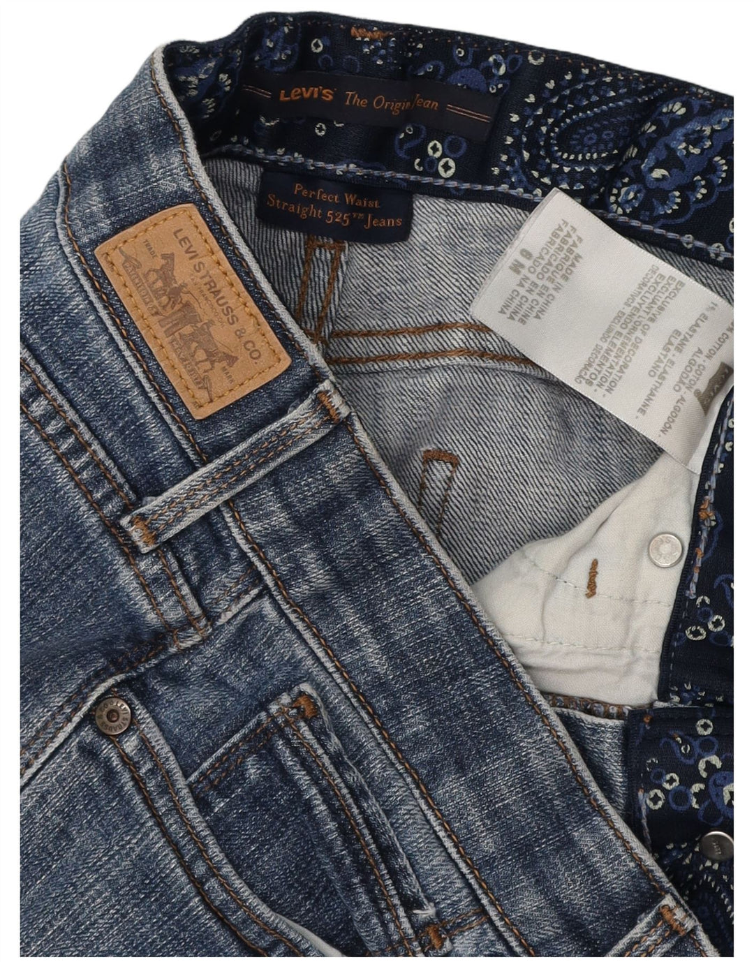 LEVI'S Jeans rectos 525 para mujer US 6 Medium W28 L31 Algodón azul