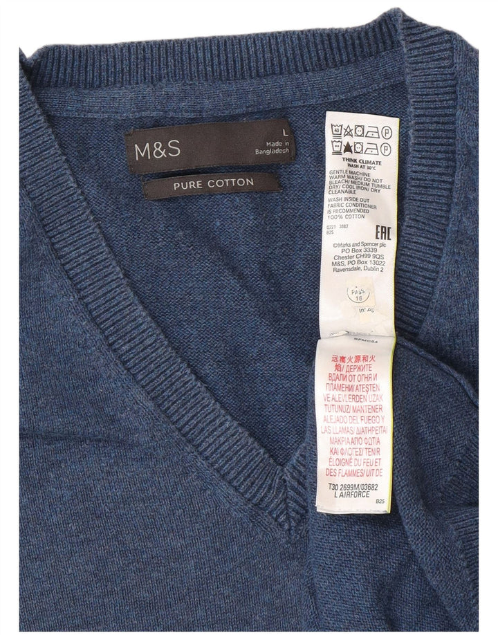 Marks & Spencer - Camiseta sin mangas para hombre, talla grande, algodón azul marino