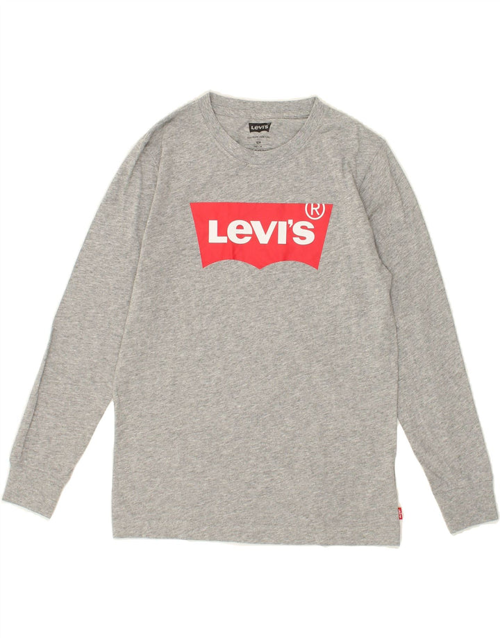 LEVI'S Boys Graphic Top Long Sleeve 11-12 Years Grey Cotton Vintage Levi's and Second-Hand Levi's from Messina Hembry 