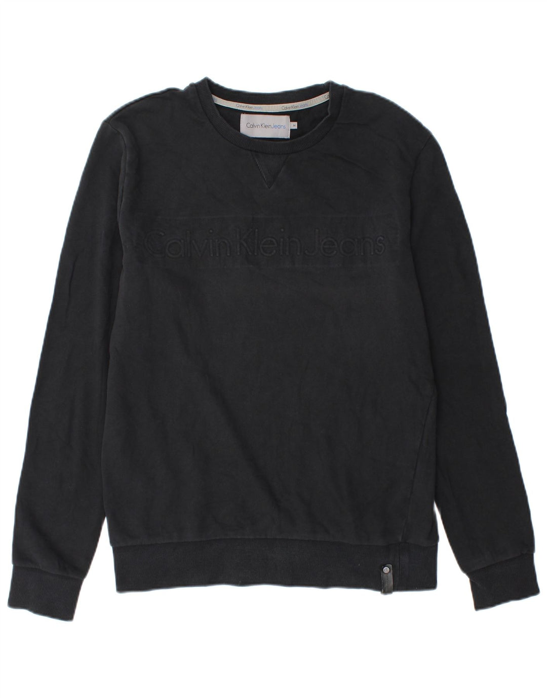 Calvin Klein Jeans Hombre Sudadera Gráfica Jumper Algodón Negro Mediano