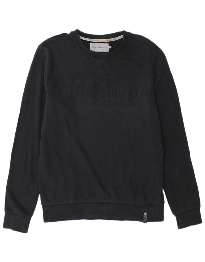 Calvin Klein Jeans Hombre Sudadera Gráfica Jumper Algodón Negro Mediano