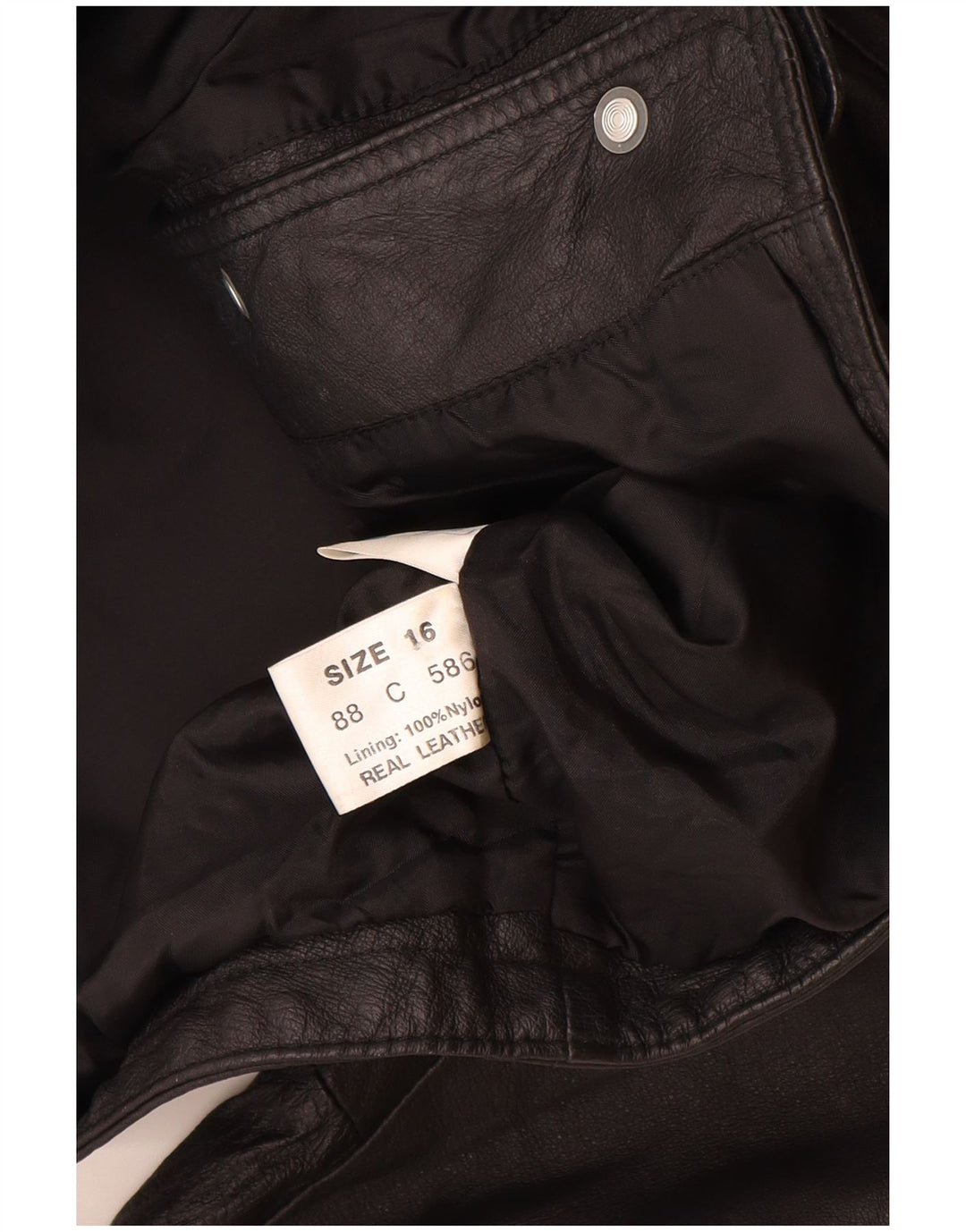 Vintage mujer chaqueta de cuero Reino Unido 16 cuero negro grande