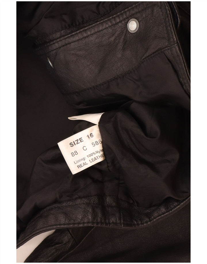 Vintage mujer chaqueta de cuero Reino Unido 16 cuero negro grande