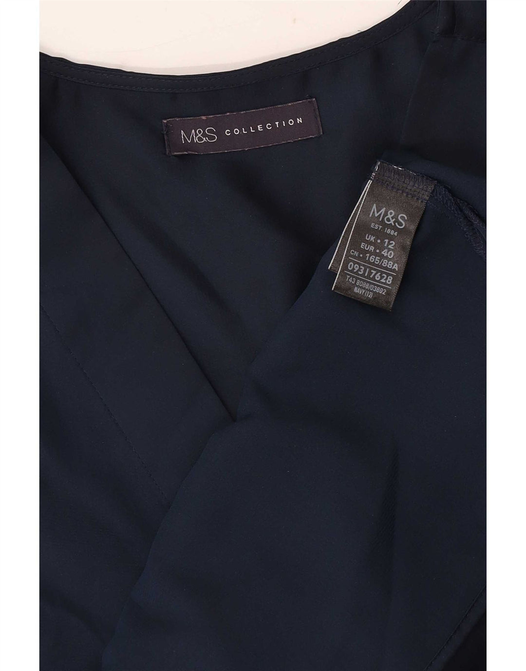 Marks & Spencer Blusa para Mujer Top UK 40 Medio Azul Marino Poliéster