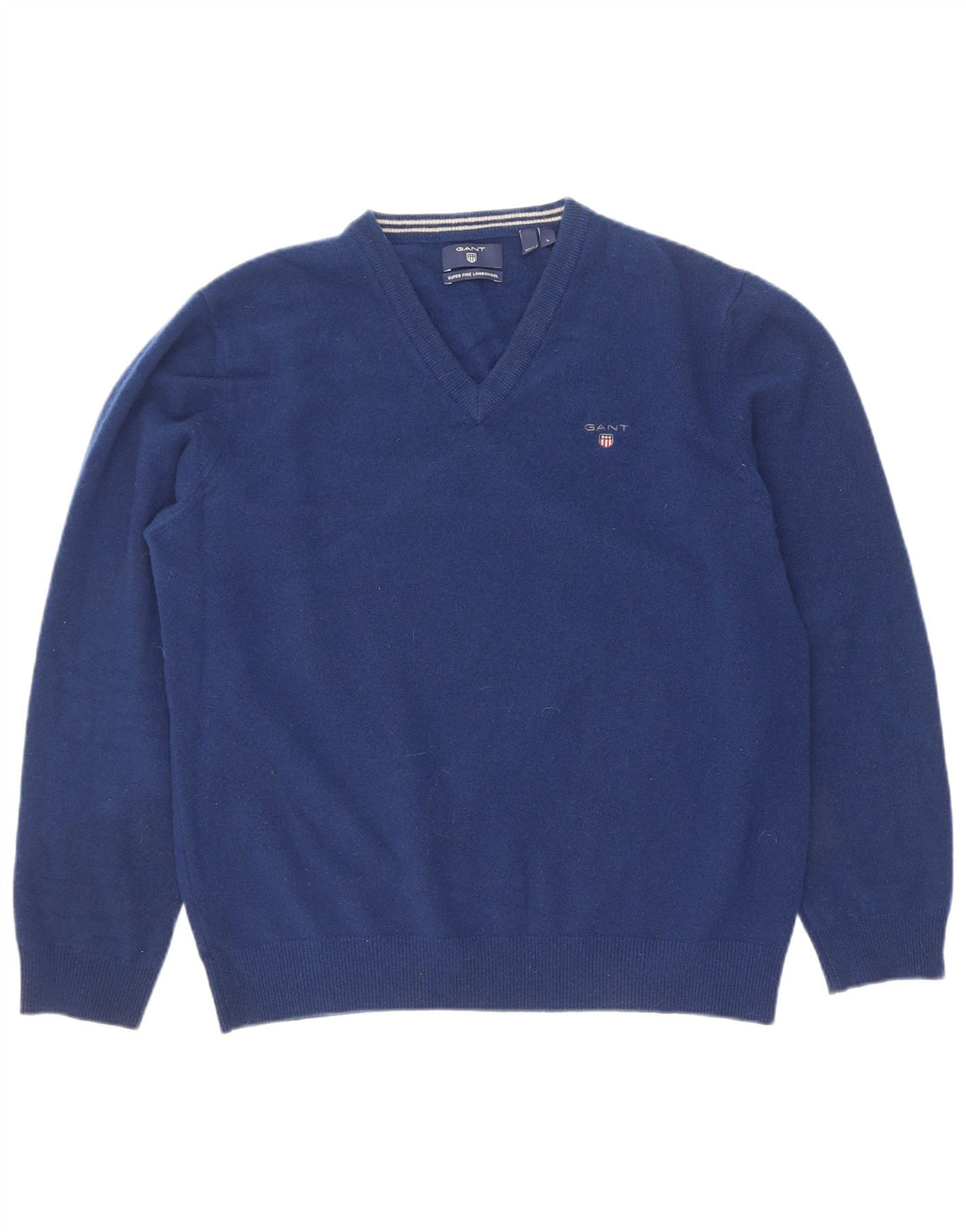 Gant Jersey con cuello en V para mujer UK 44 Large Blue Lambswool