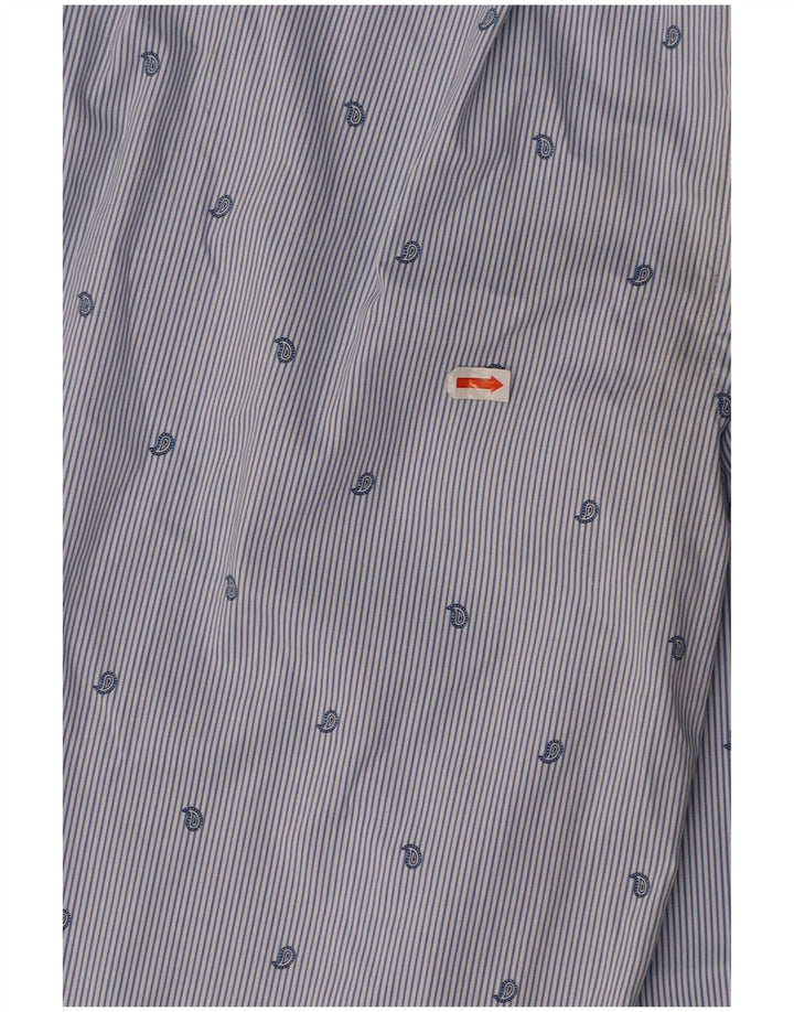 TOMMY HILFIGER Camisa elástica para hombre Talla 15 1/2 Raya mediana azul