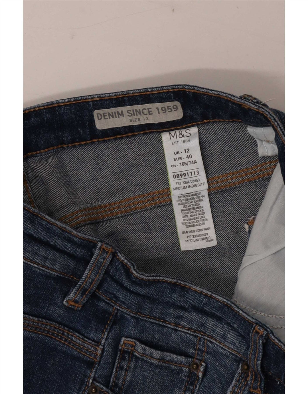 Marks & Spencer Pantalones cortos vaqueros para mujer UK 12 Medium W30 Algodón azul