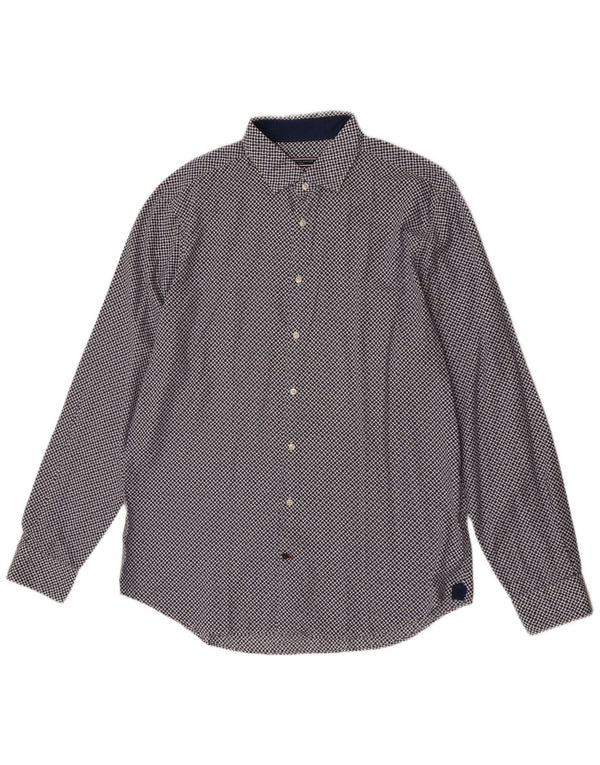 Tommy Hilfiger Camisa para hombre Talla 17 43 XL Algodón floral azul marino
