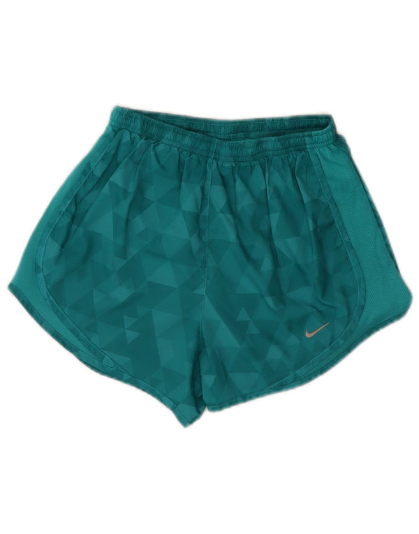 Nike Pantalones cortos deportivos Dri Fit para mujer UK 4 XS Turquesa Geométrico Poliéster