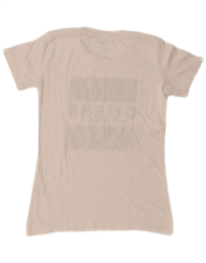 Guess Camiseta gráfica para mujer Top UK 10 Small White