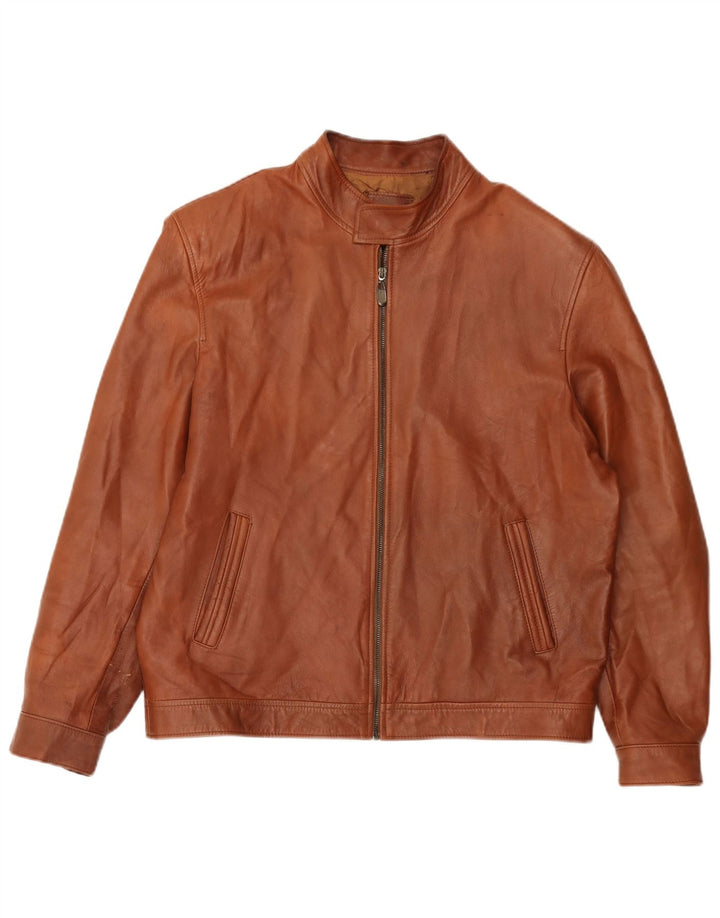 Vintage hombres bombardero chaqueta de cuero Reino Unido 42 XL marrón