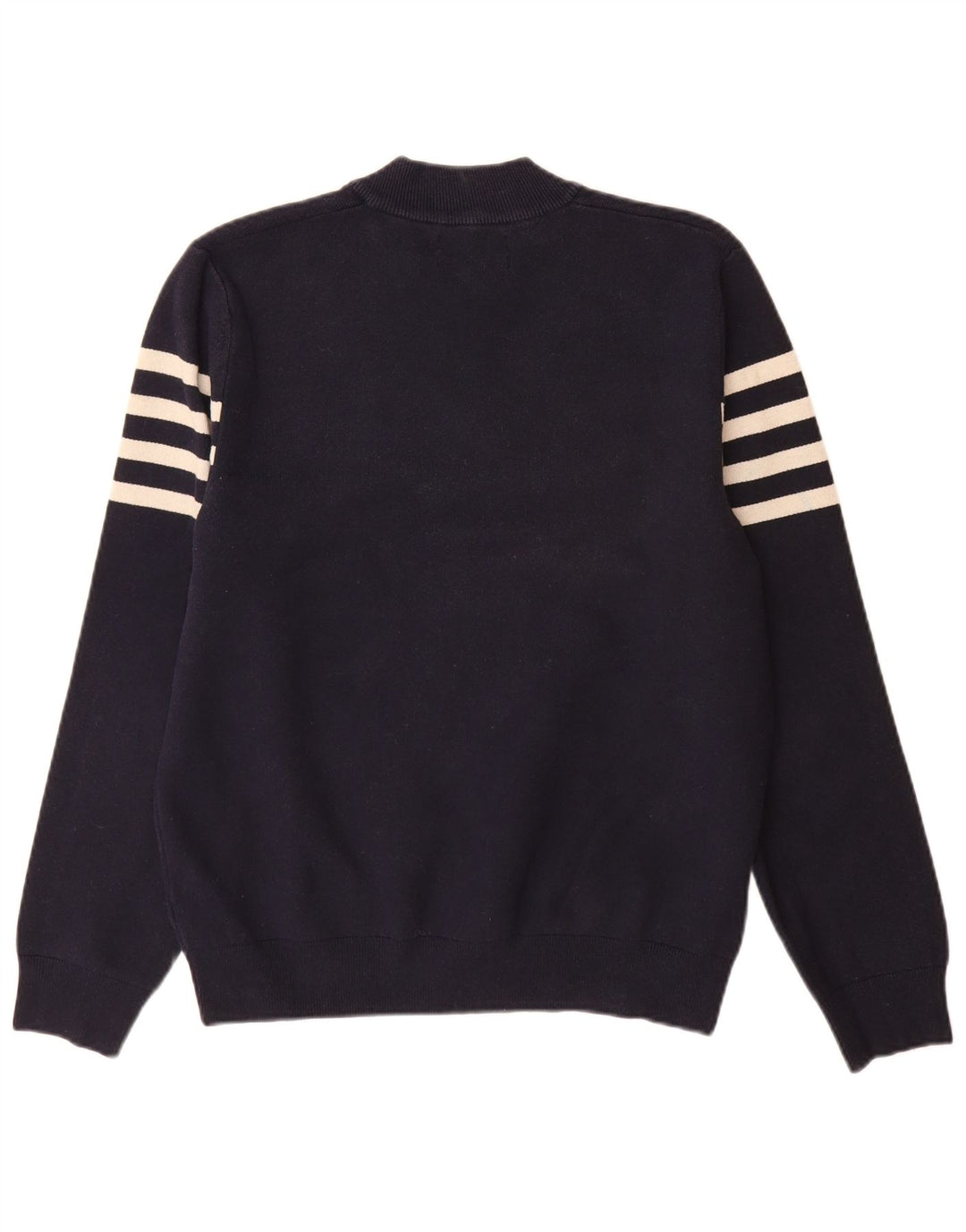 Marks & Spencer Jersey con cuello y cremallera para hombre, talla grande, rayas azul marino