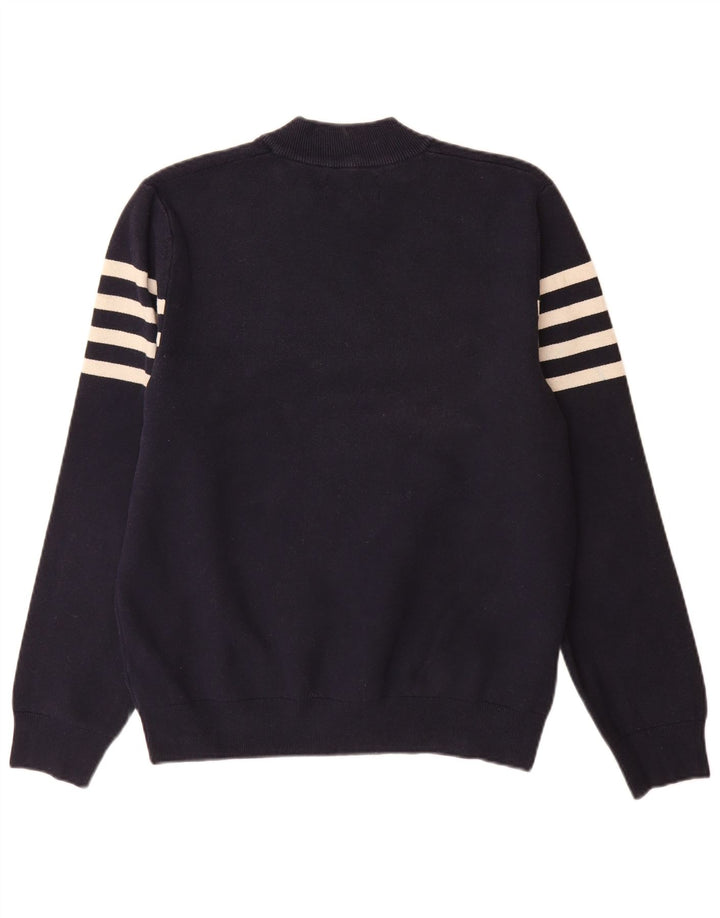 Marks & Spencer Jersey con cuello y cremallera para hombre, talla grande, rayas azul marino