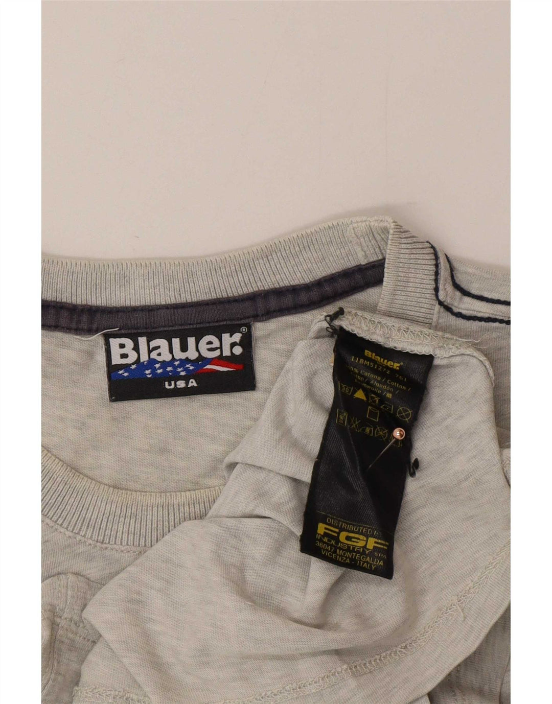 Blauer Hombre Camiseta Gráfica Top Algodón Gris Medio