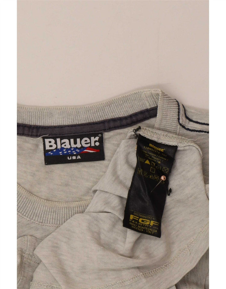 Blauer Hombre Camiseta Gráfica Top Algodón Gris Medio