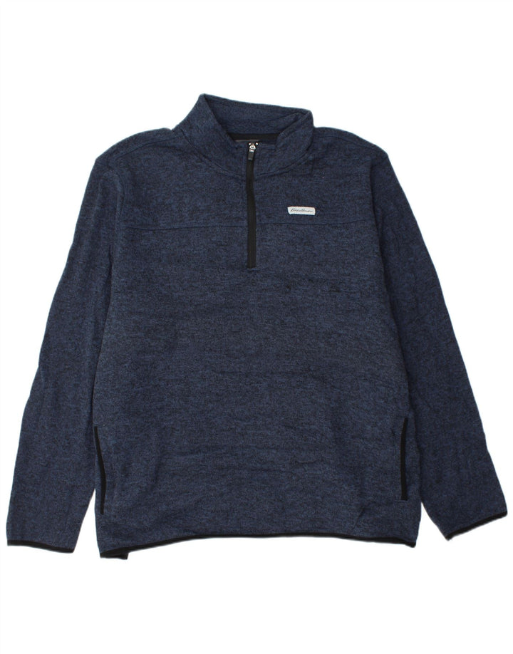EDDIE BAUER Sudadera con cuello y cremallera para hombre, talla 2XL, azul marino moteado
