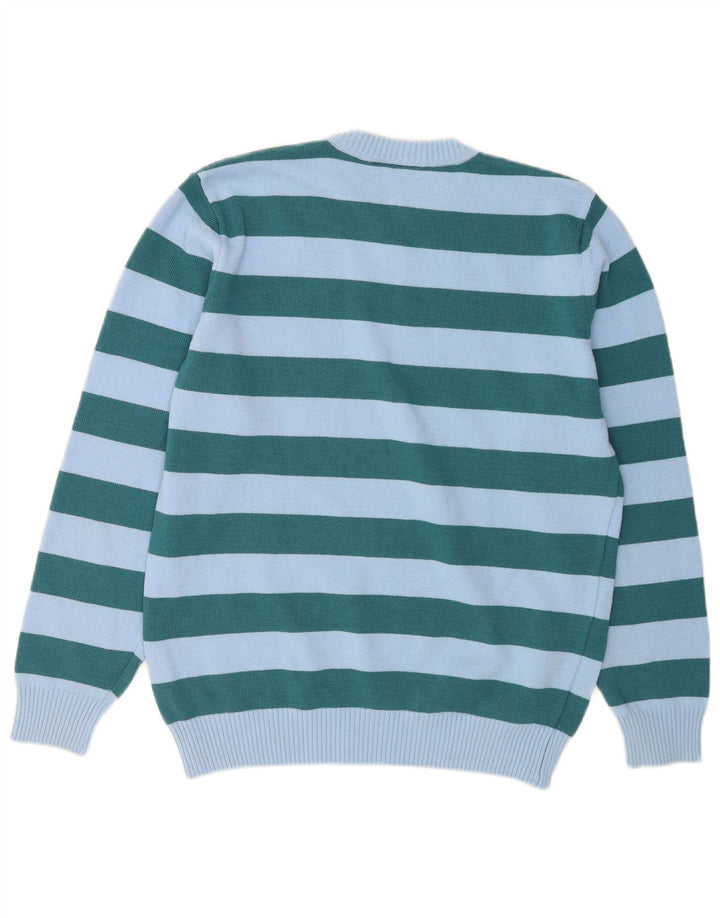 Lacoste Jersey de cuello redondo para hombre talla 4 lana de rayas azul medio