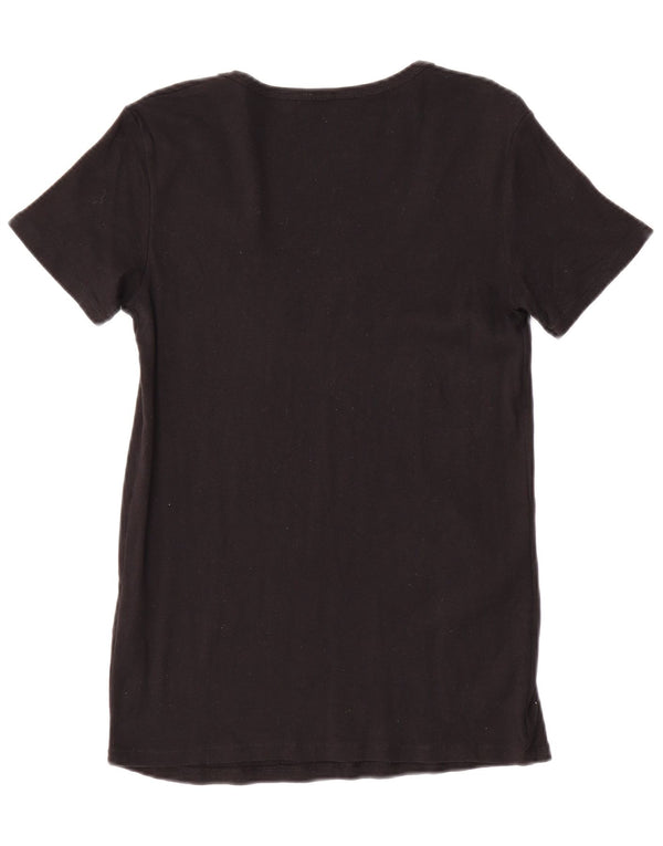 Benetton Camiseta Estampada para Mujer UK 40 Large Algodón Negro