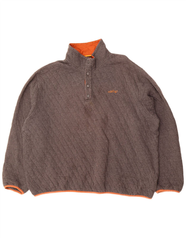 Orvis - Sudadera con cuello y botones para hombre, talla 2XL, algodón gris