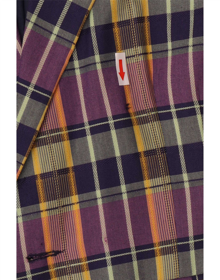 Chaqueta tipo blazer vintage de manga corta para mujer UK 44 Mediana Cuadros multicolor