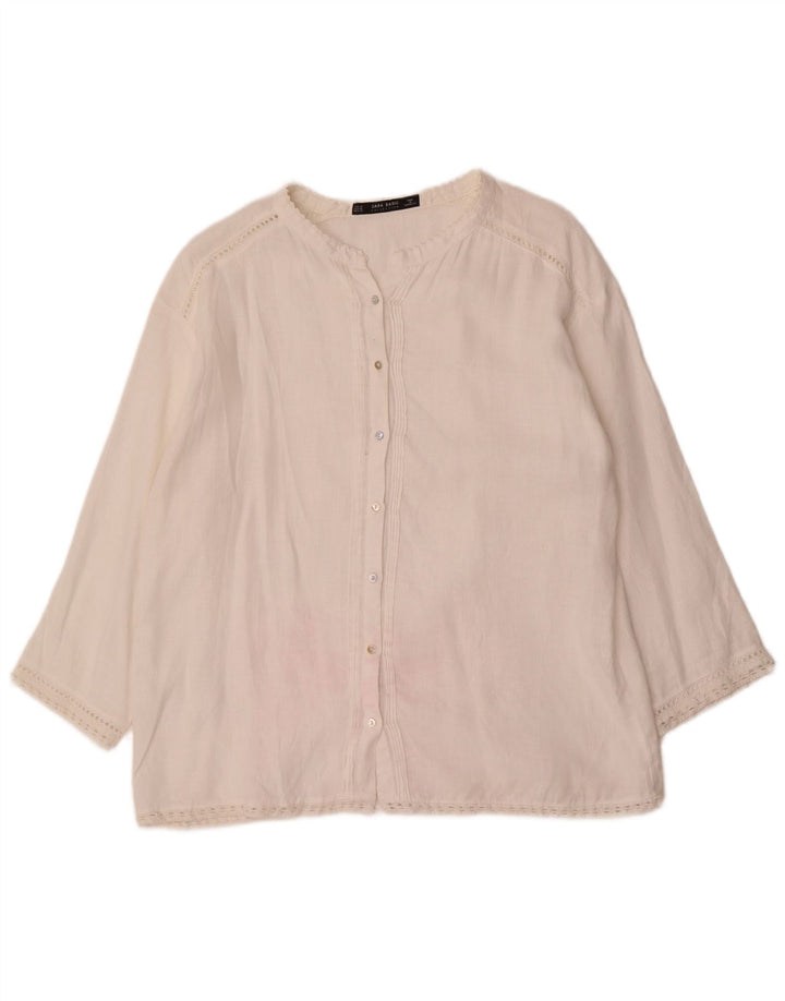 Zara Mujer Blusa Camisa ES 40 XL Blanco