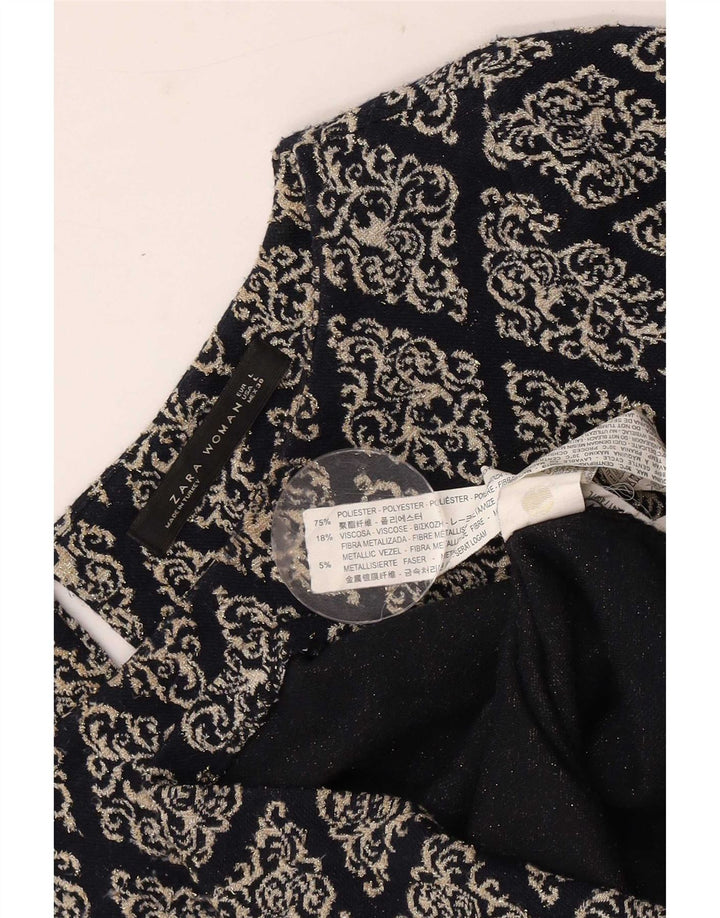 Zara Vestido recto para mujer UK 46 Grande Negro Argyle/Diamond Poliéster