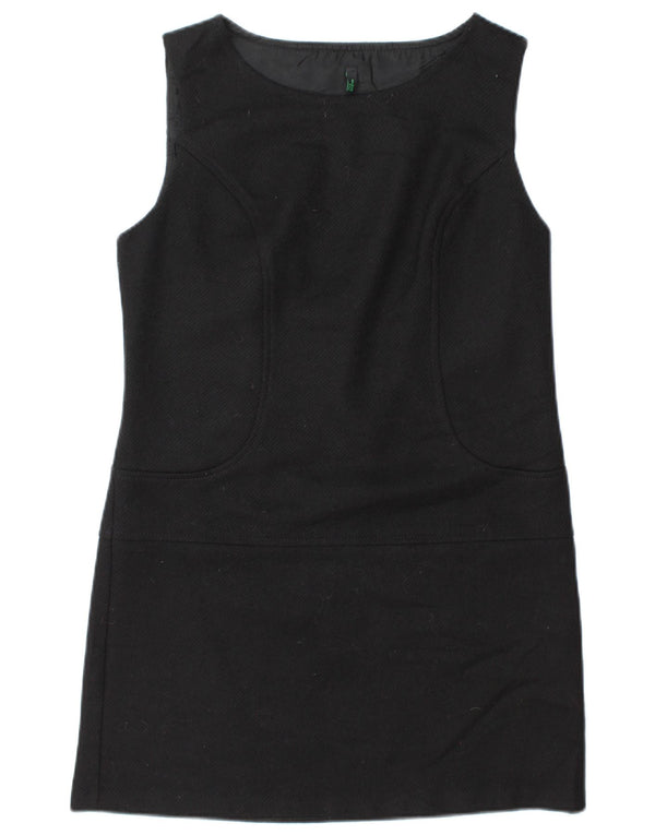 Benetton Vestido Recto Sin Mangas para Mujer UK 42 Mediano Lana Negra