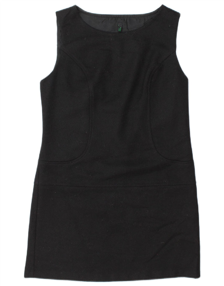 Benetton Vestido Recto Sin Mangas para Mujer UK 42 Mediano Lana Negra