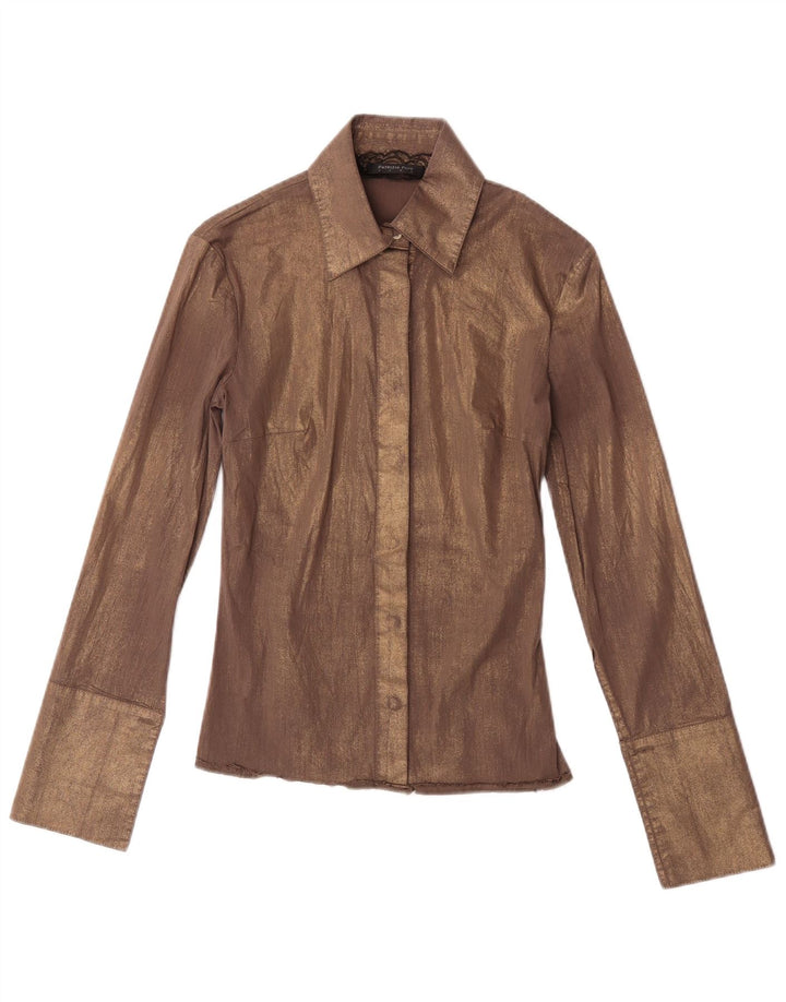 Patrizia Pepe Camisa Formal Mujer IT 40 Small Marrón Algodón