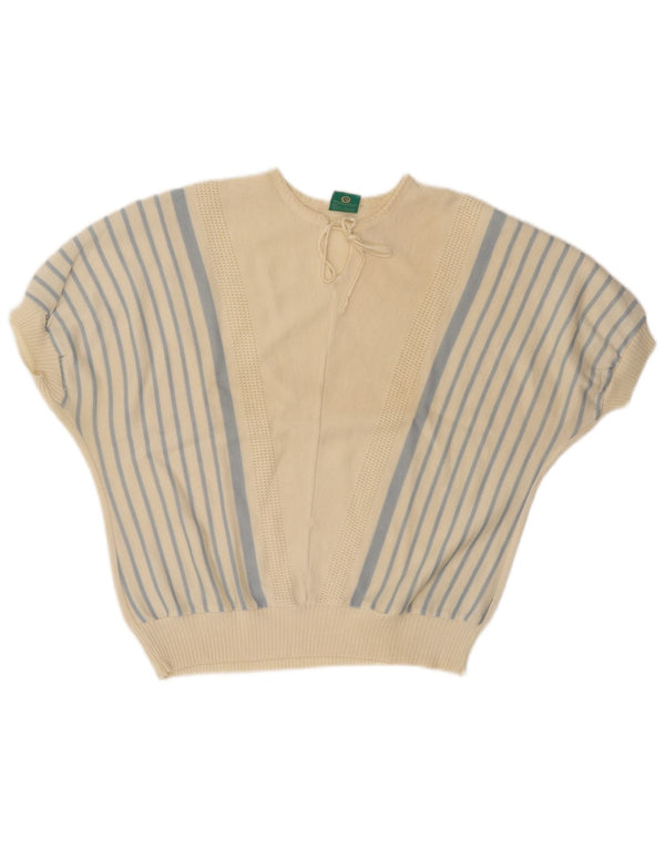 CANDA Jersey corto con cuello redondo para mujer EU 44 XL Blanco roto a rayas