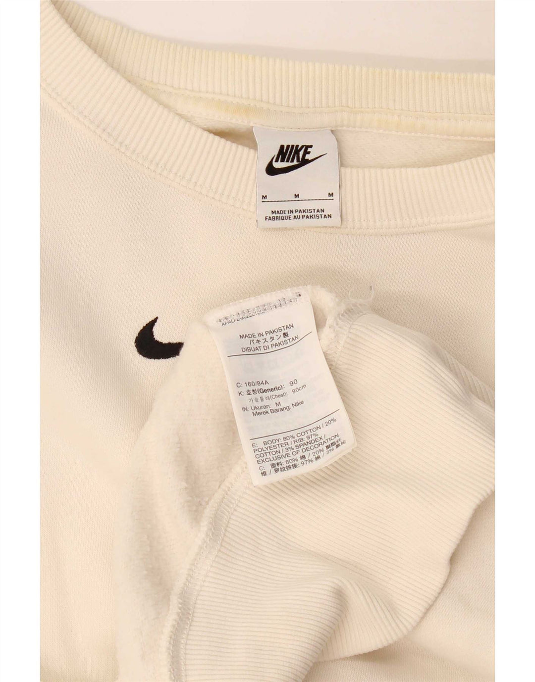 Nike - Sudadera corta extragrande para mujer, talla 14, algodón blanco mediano