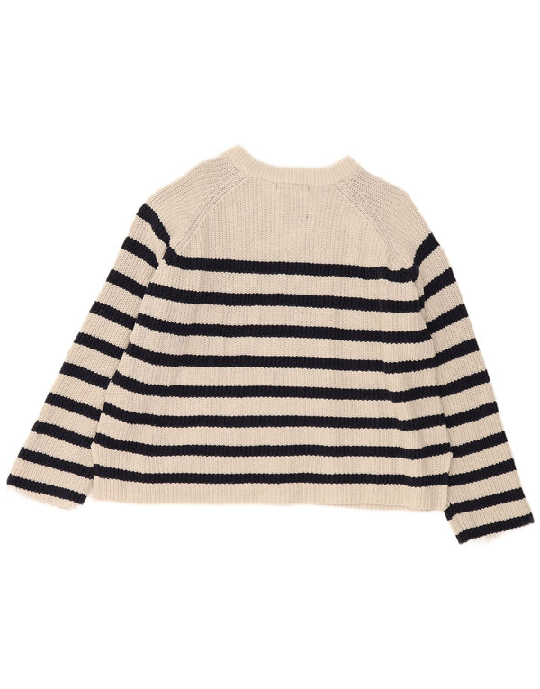 Marks & Spencer Jersey con Cuello Barco para Mujer UK 18 XL Off White Rayas