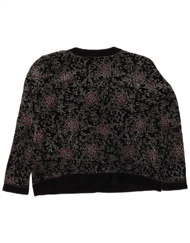 YESSICA Chaqueta tipo blazer extragrande con 6 botones para mujer EU 46 XL Negro Floral